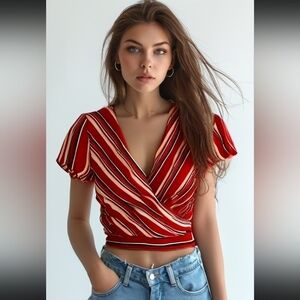 NEW ULTRA FLIRT SIZE XS TOP MULTICOLOR STRIPES FALL‎ BLOUSE NWT